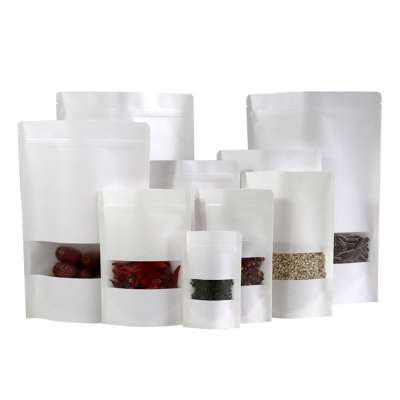 High quality resealable white kraft paper beef jerky packaging bags with window