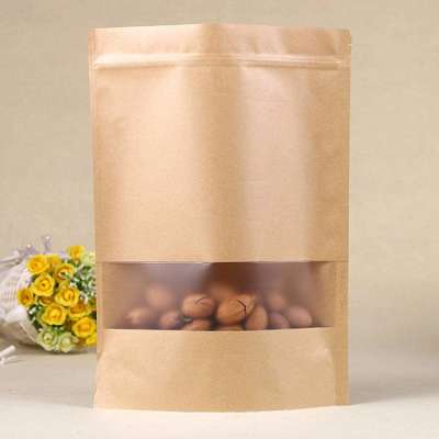 Custom Printed Stand Up Doypack Kraft Paper Pouch Food Packaging Bag With Zipper